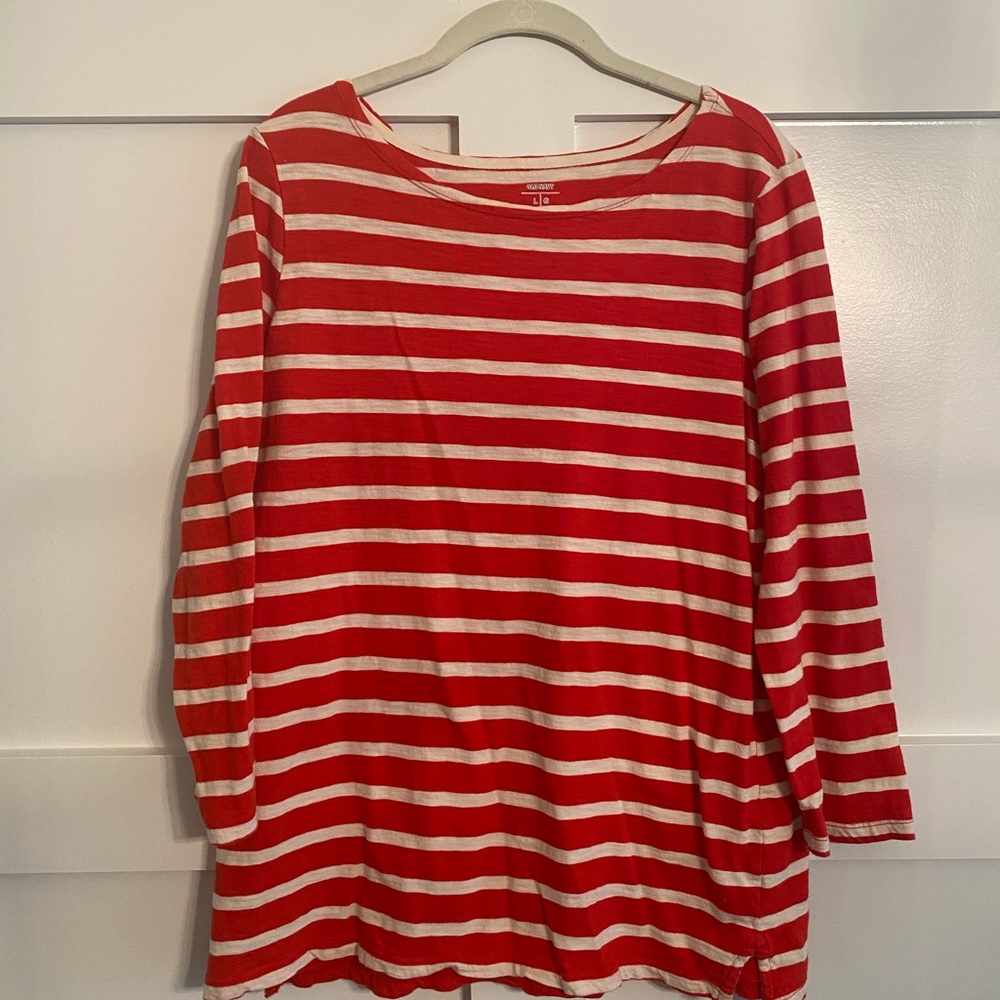 Red Striped Long Sleeve Top